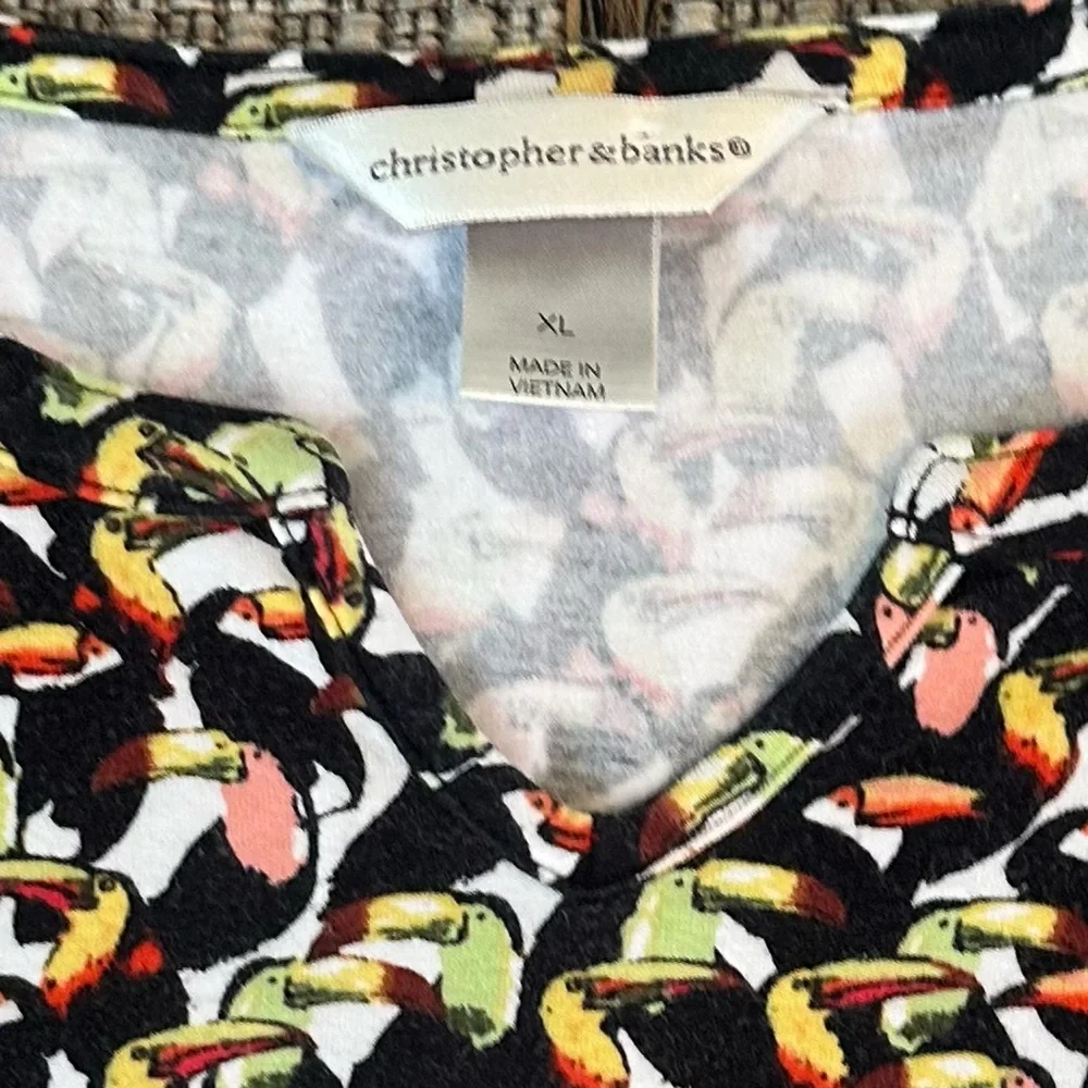 Christopher & Banks Toucan Bird Print Shirt Size XL - Picture 4 of 5